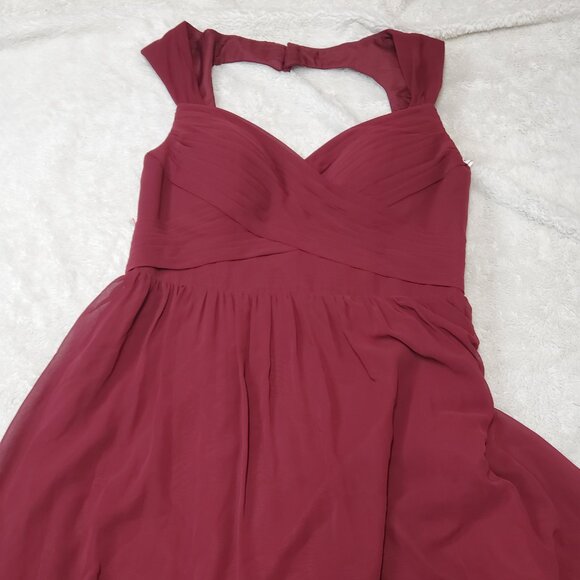 NWT Azazie Rainer Cabernet Red Chiffon Sleeveless Formal Occassion Maxi Dress 10 - Picture 2 of 8